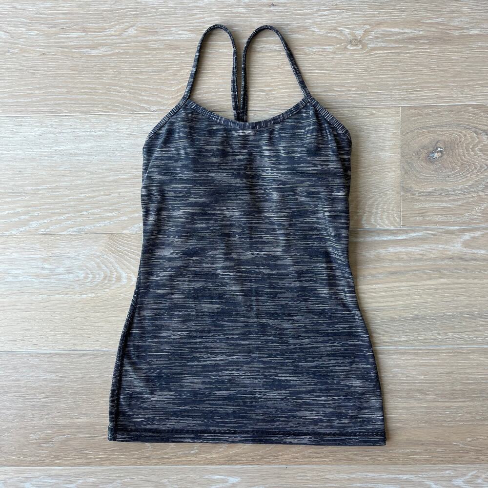 Lululemon Power Y Tank Luon Wee Are From Space Black Cashew sz 4